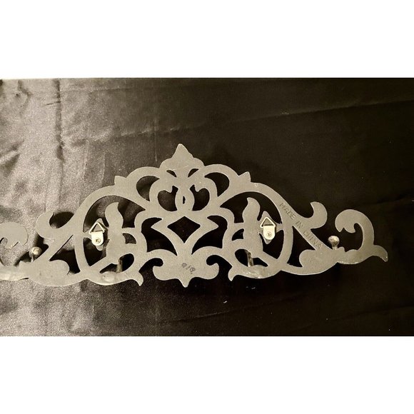 Vintage Wall Mounted Iron Scrollwork Four Hook Hat Coat Rack 16x6 In Some Rust - Picture 5 of 5